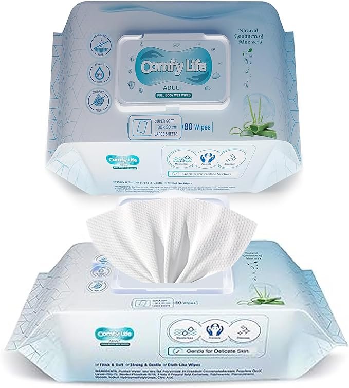 Comfy Life Premium Full Body Cleansing Wet Wipes For Adults (1 Pack – 80 Wipes) 8 ewr